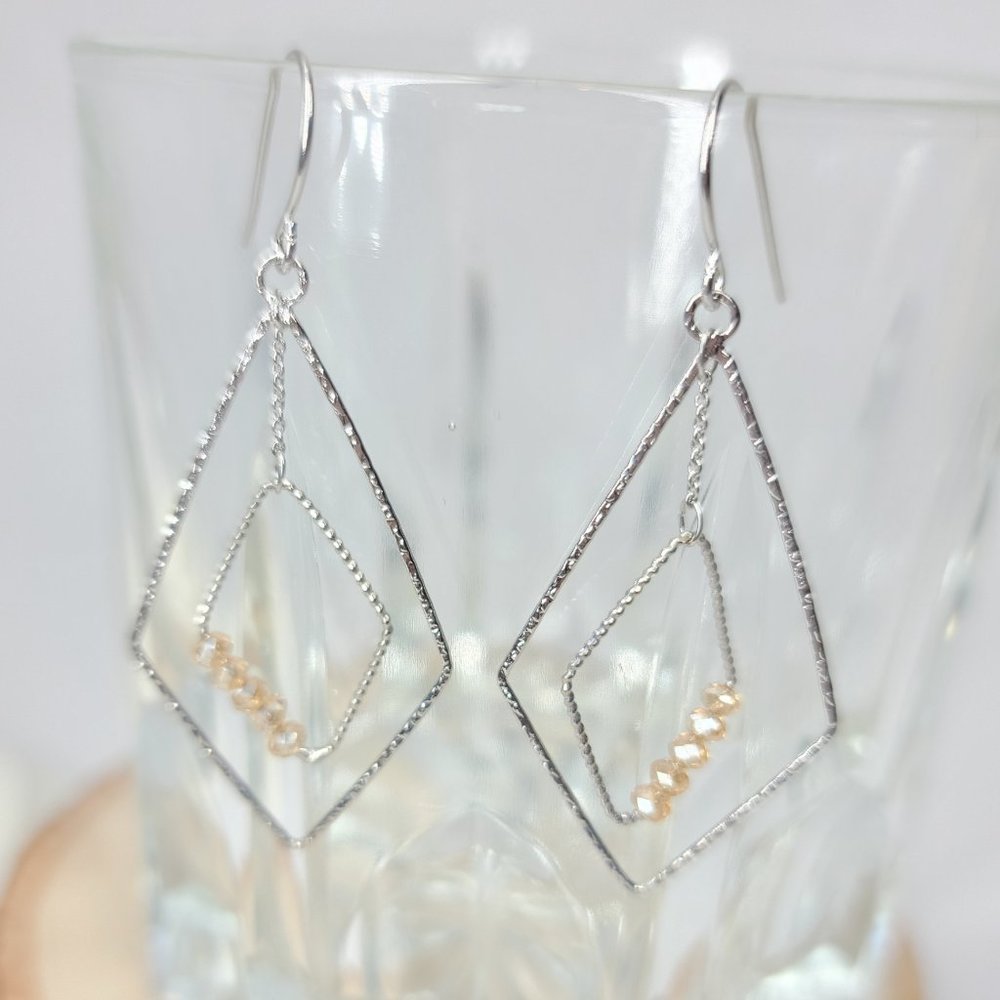 NEW Natural Stone Sterling Silver Wire Earrings - Picture 1 of 4